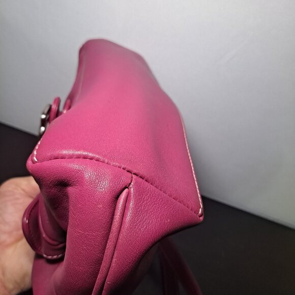Cole Haan pink magenta leather hobo bag with a front buckle pocket - Picture 13 of 16